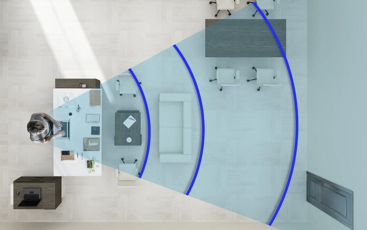 Omega-X Office working-distance visualization